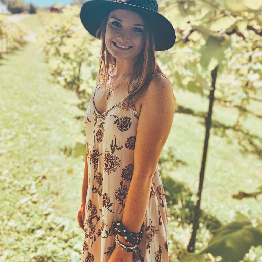 Pink floral dress